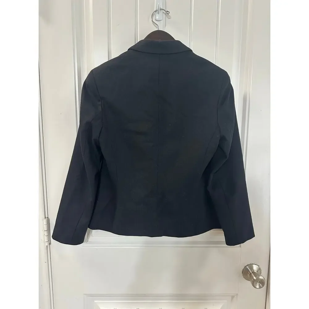 VTG Pendleton 100% Virgin Wool Black Blazer Jacket Women Petite Business Twee
